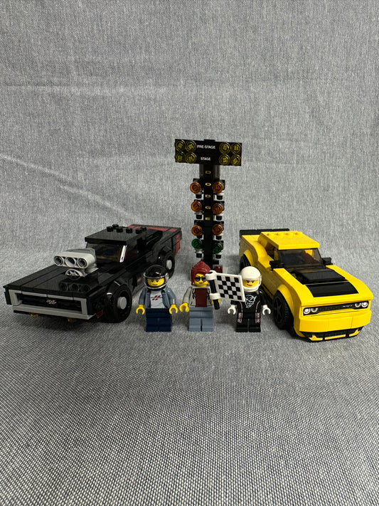 LEGO Speed Champions. 2018 Dodge Challenger SRT Demon and 1970 Dodge Charger R/T. 75893. Used